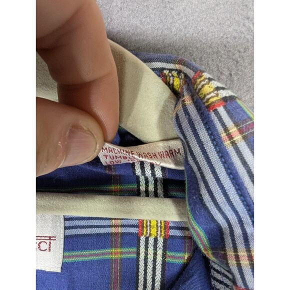 Fanucci Men's Short Sleeve Blue Plaid Button-Down Shirt Casual Med 15.5 - Picture 5 of 8